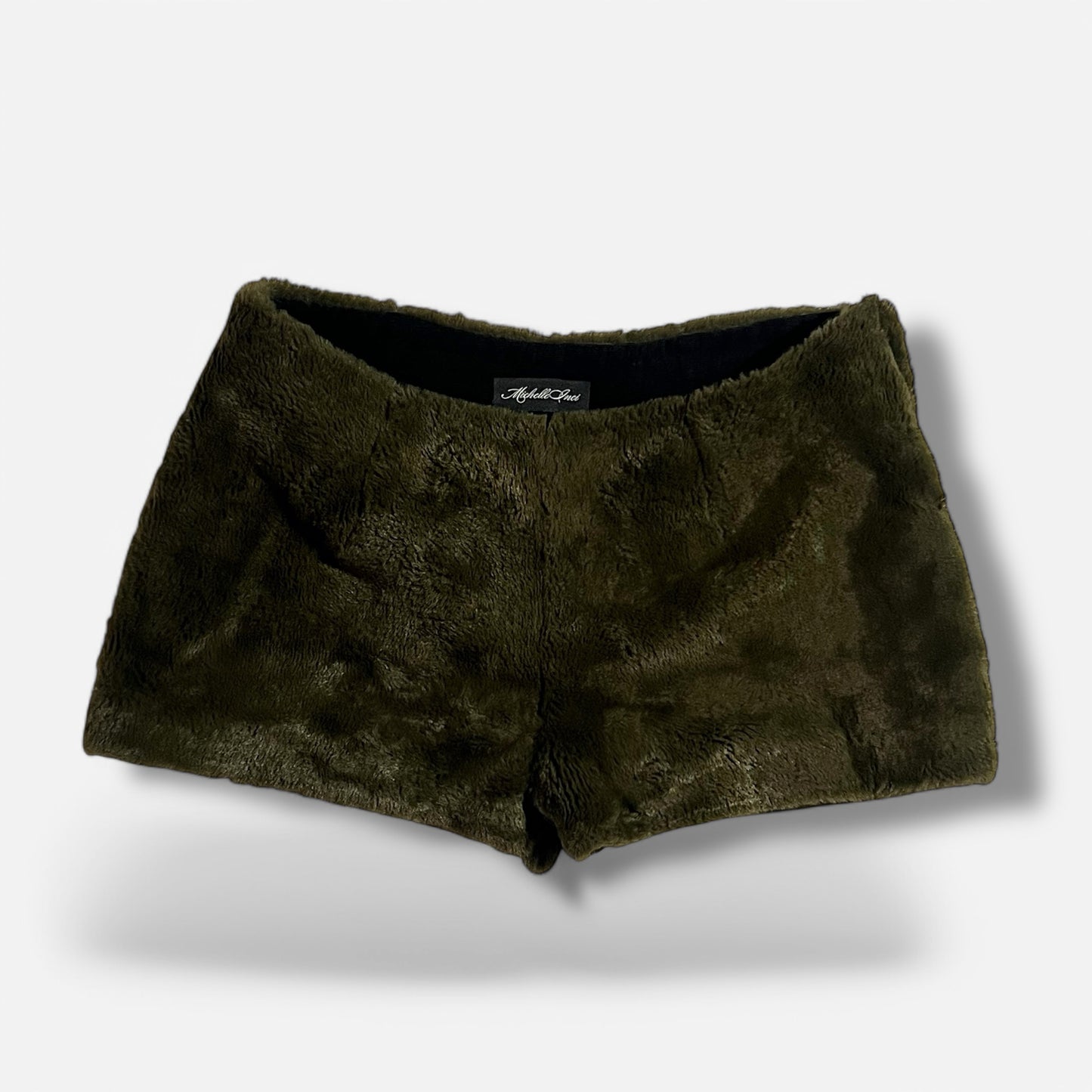 Faux Fur Hot Pants- Army Green
