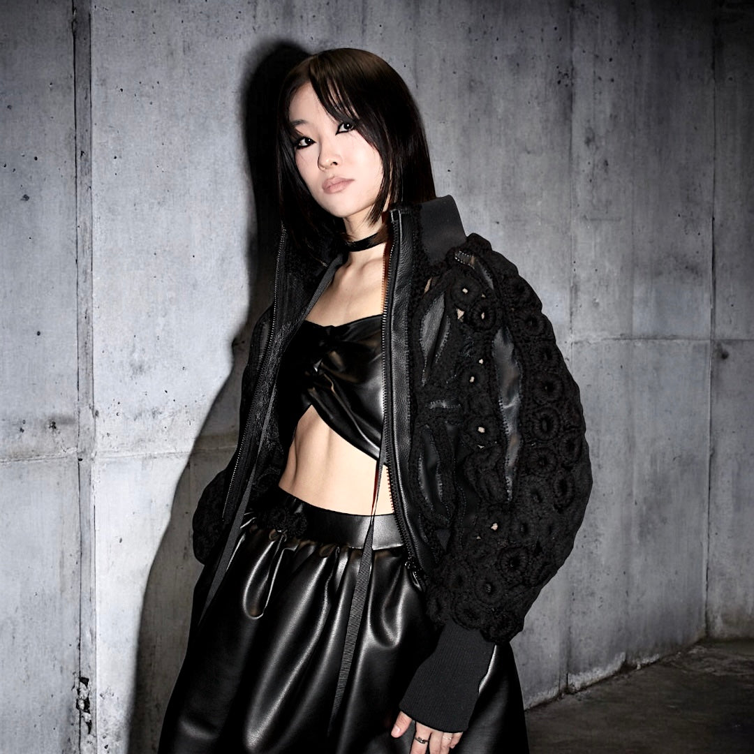 Crocheted Bomber jacket Black