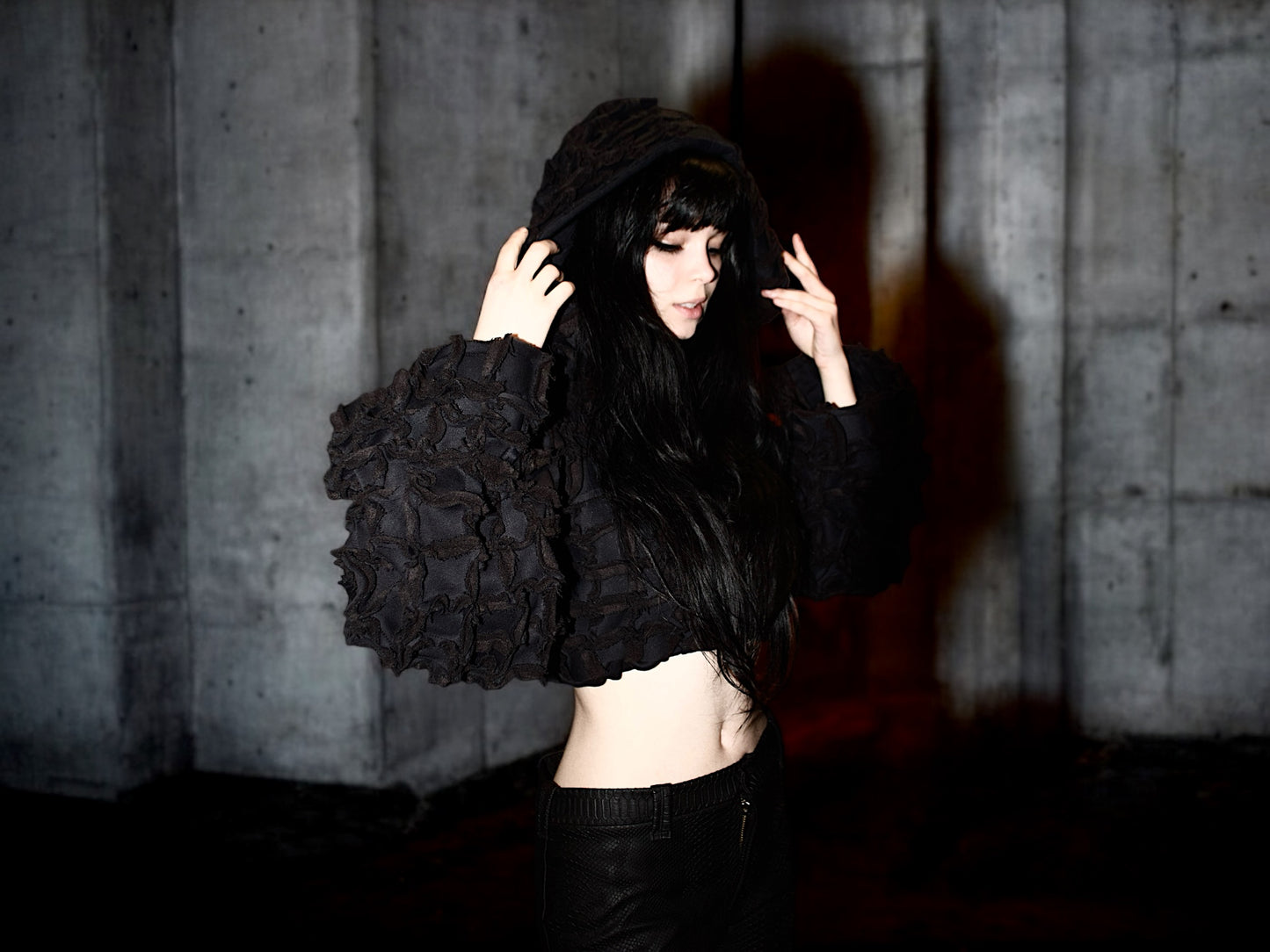 Cropped block hoodie