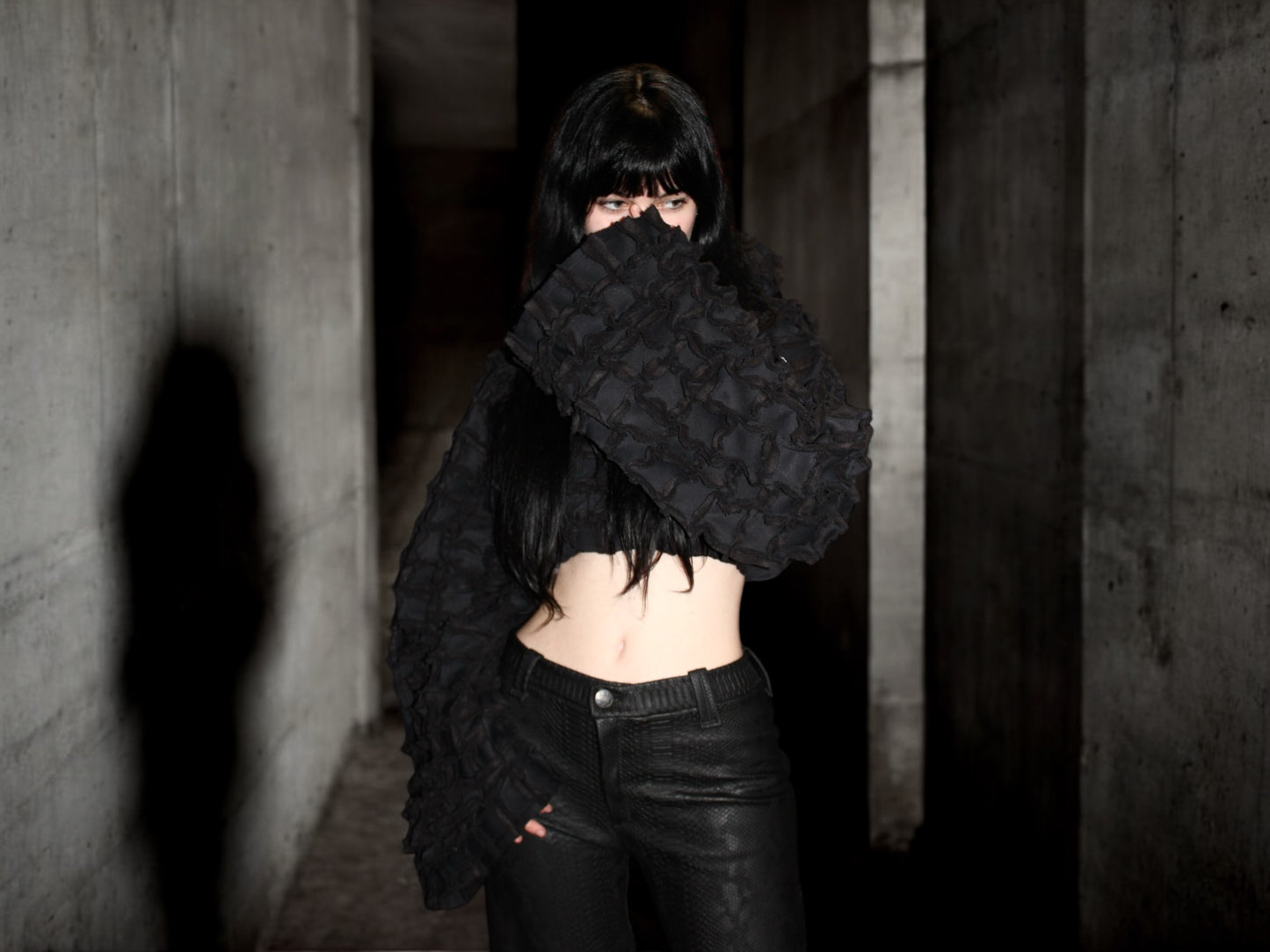 Cropped block hoodie