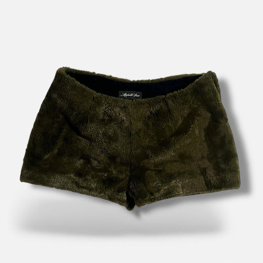 Faux Fur Hot Pants- Army Green
