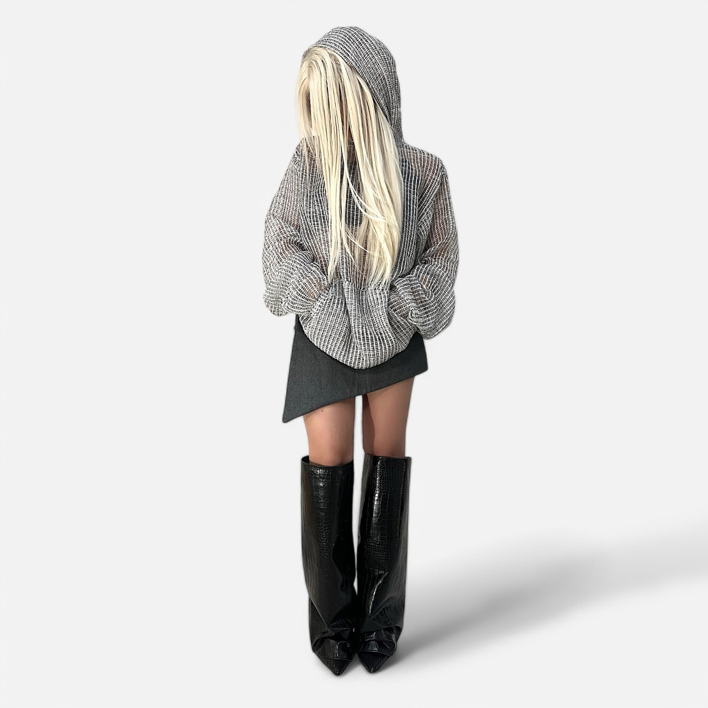 Asymmetric Denim Mini Skirt