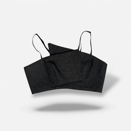 Asymmetric Denim Crop Top