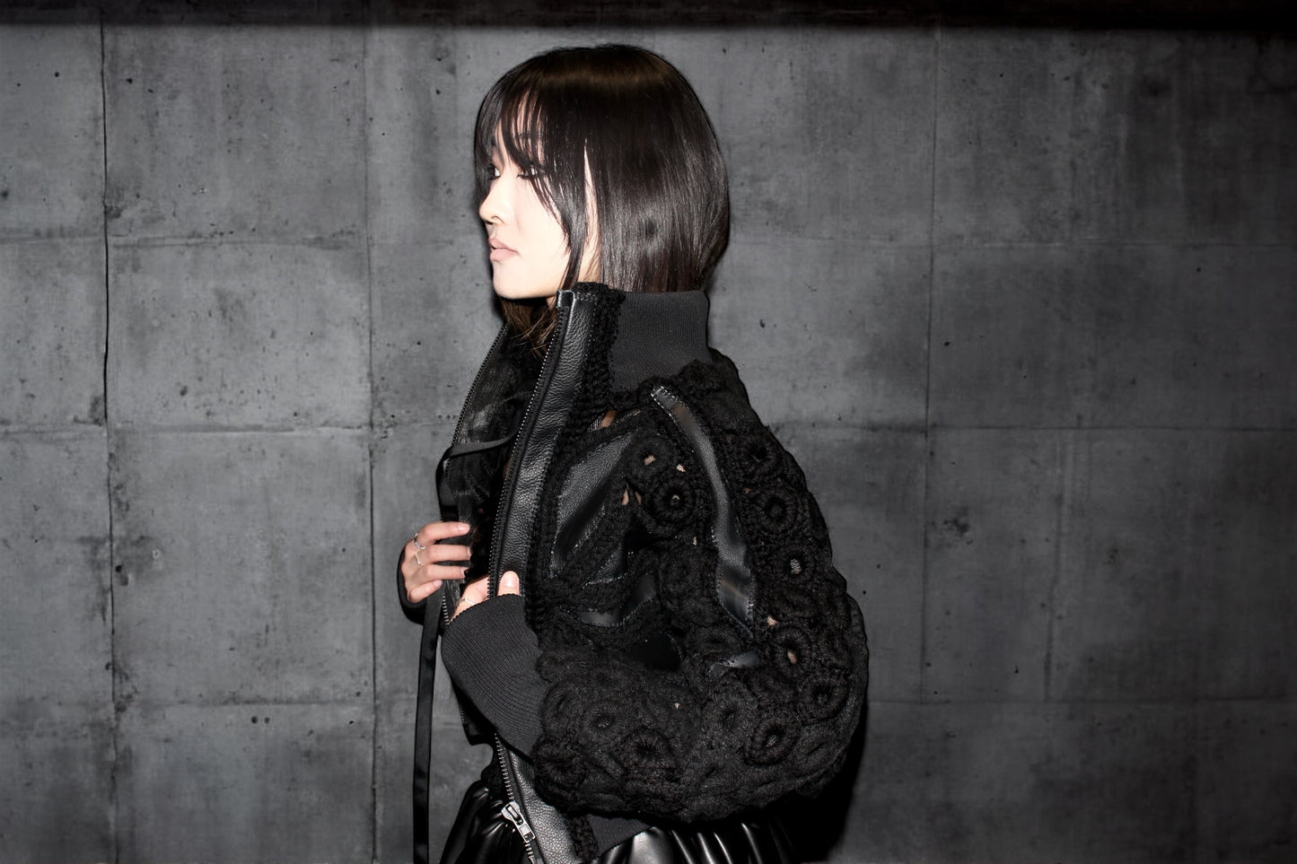 Crocheted Bomber jacket Black