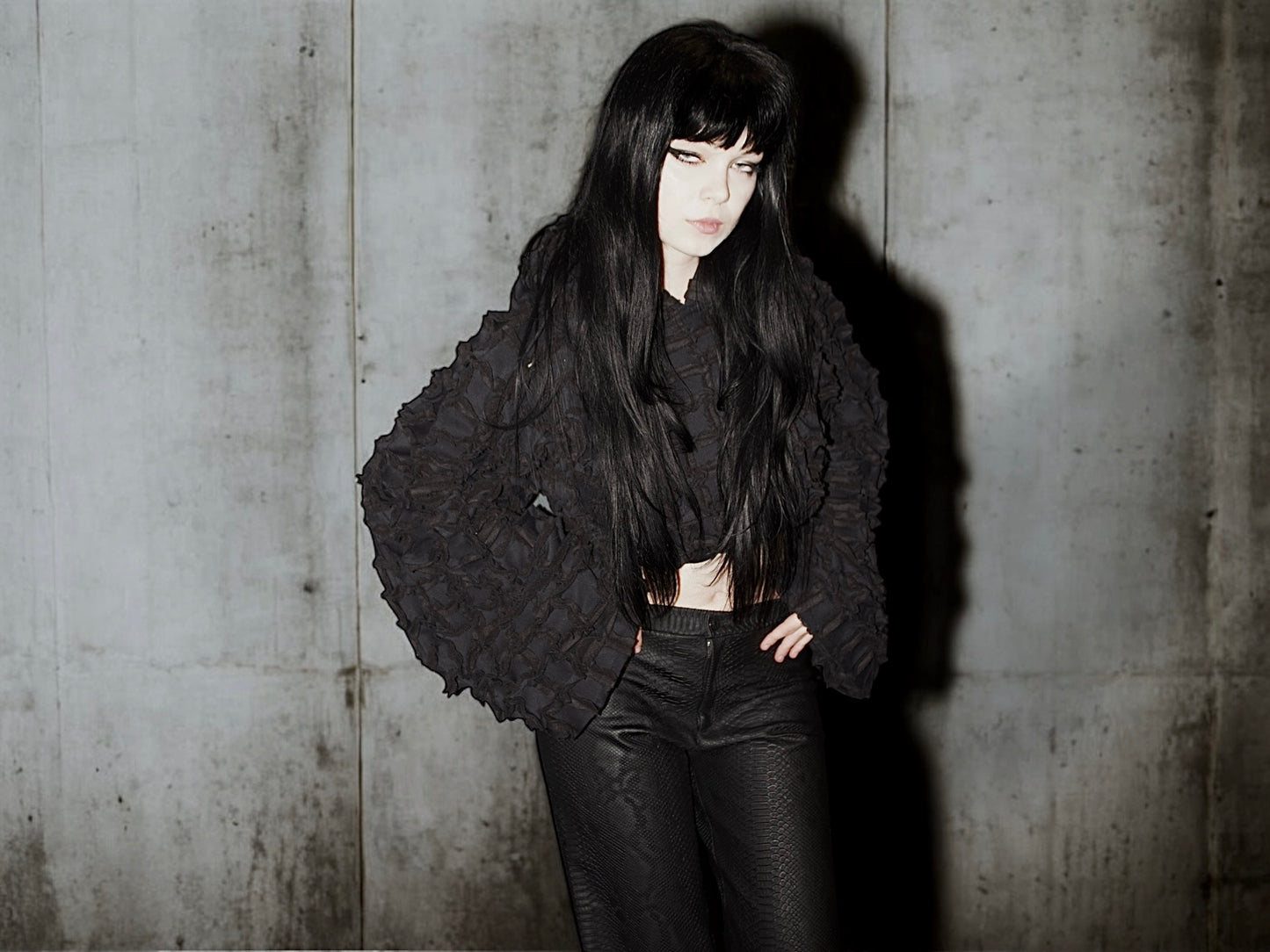 Cropped block hoodie