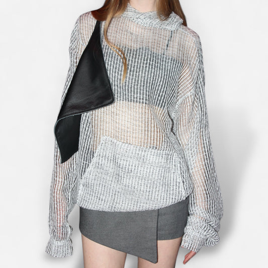 Asymmetric Denim Mini Skirt